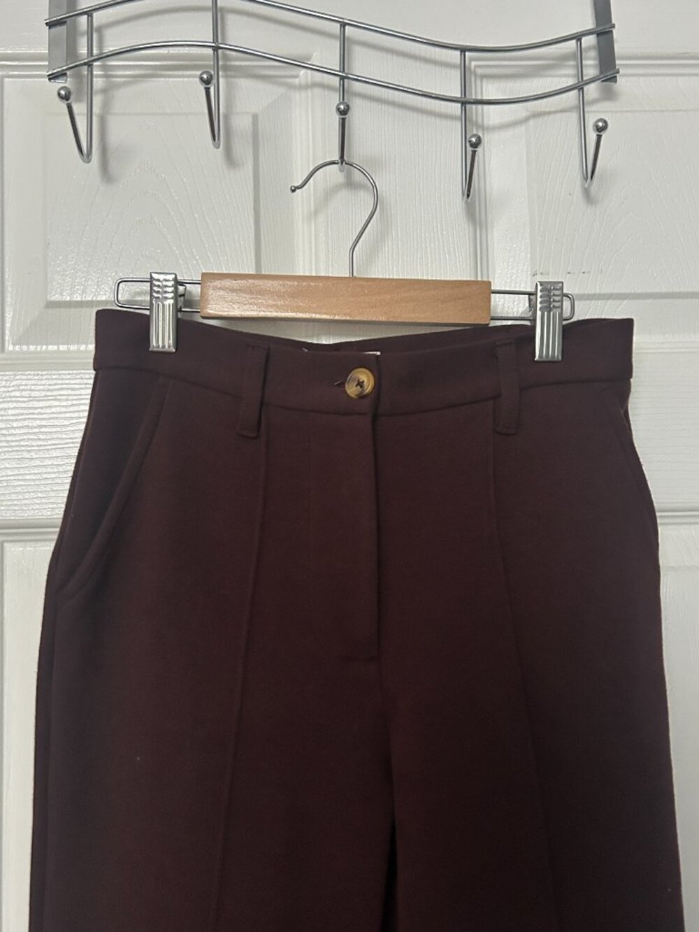 Urban Outfitters Dark Brown Ponte Flare Pants Women's Small Petite Dark Academia - Picture 4 of 11